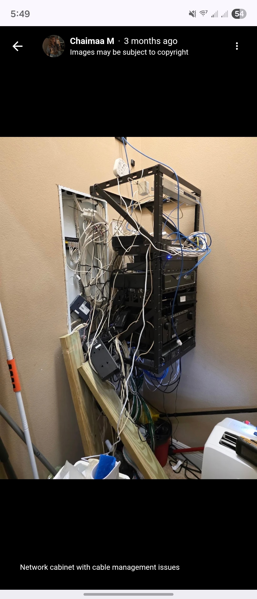 Before: messy cable installation
