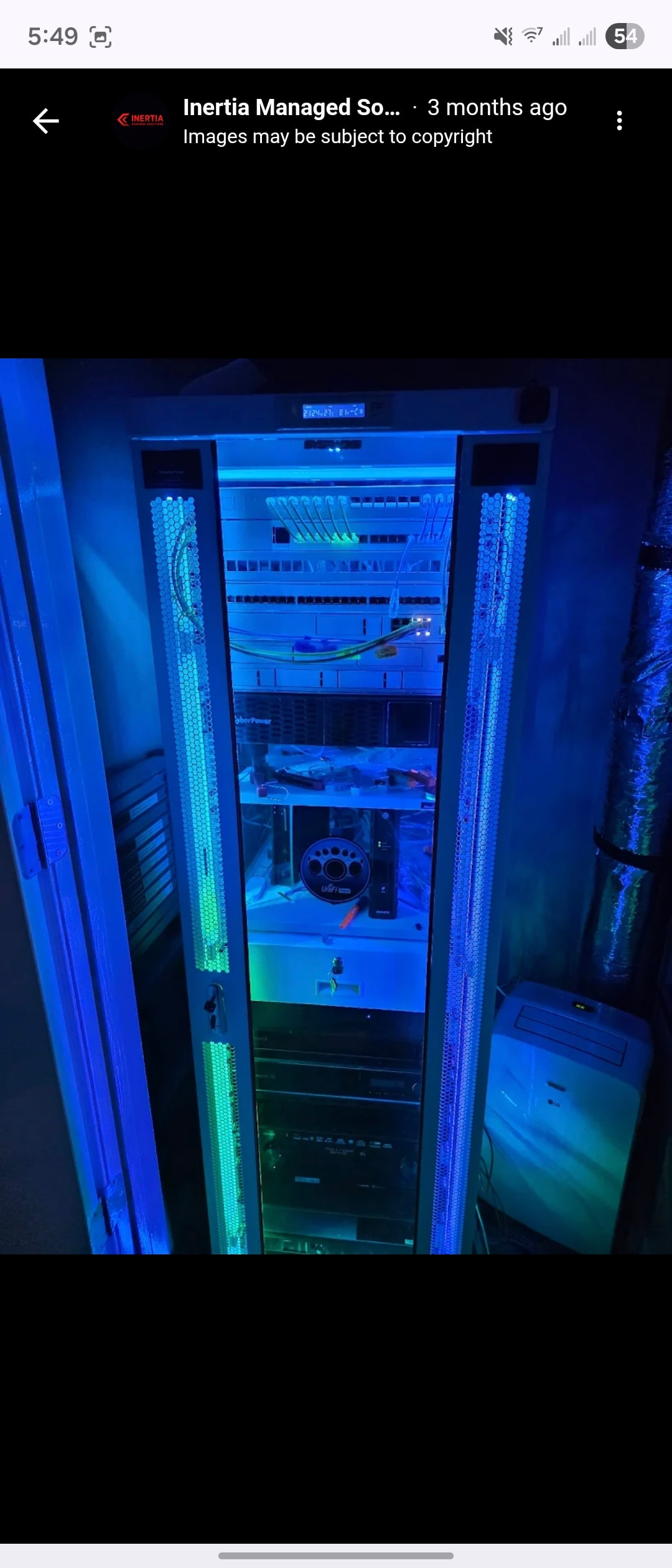 After: clean glowing rack installation